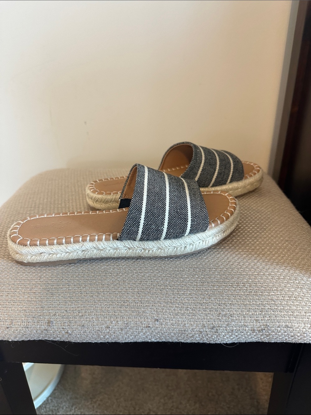 Universal Thread Black and Natural Striped Espadrille Mules - Picture 3 of 4